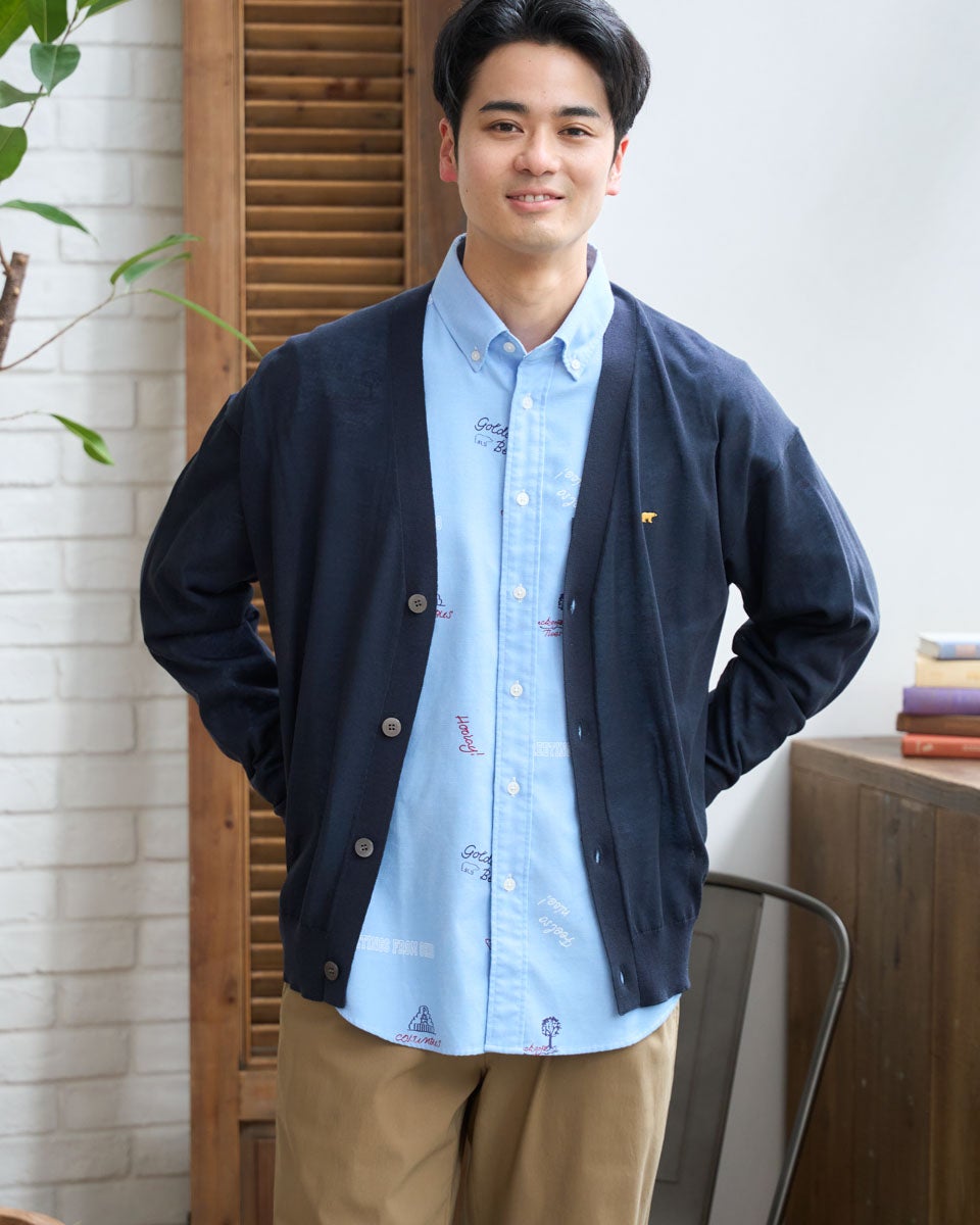 麻混ニットカーディガン