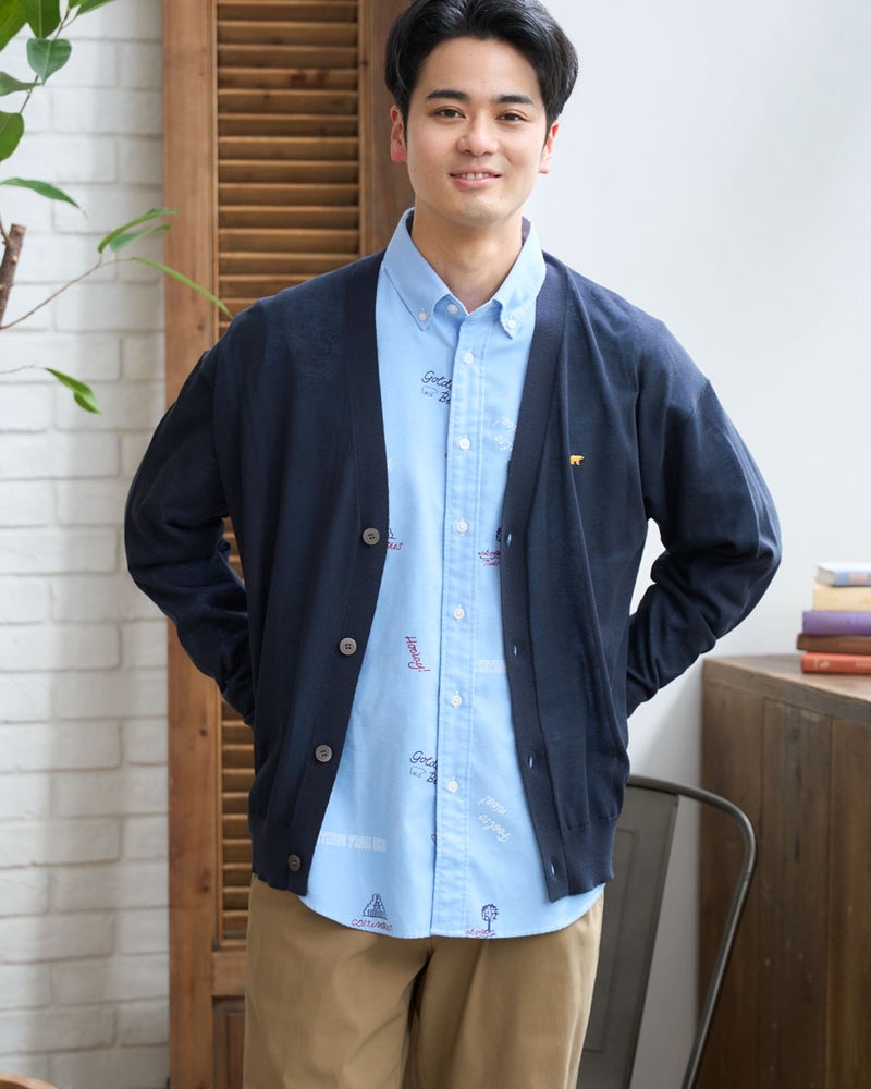 麻混ニットカーディガン