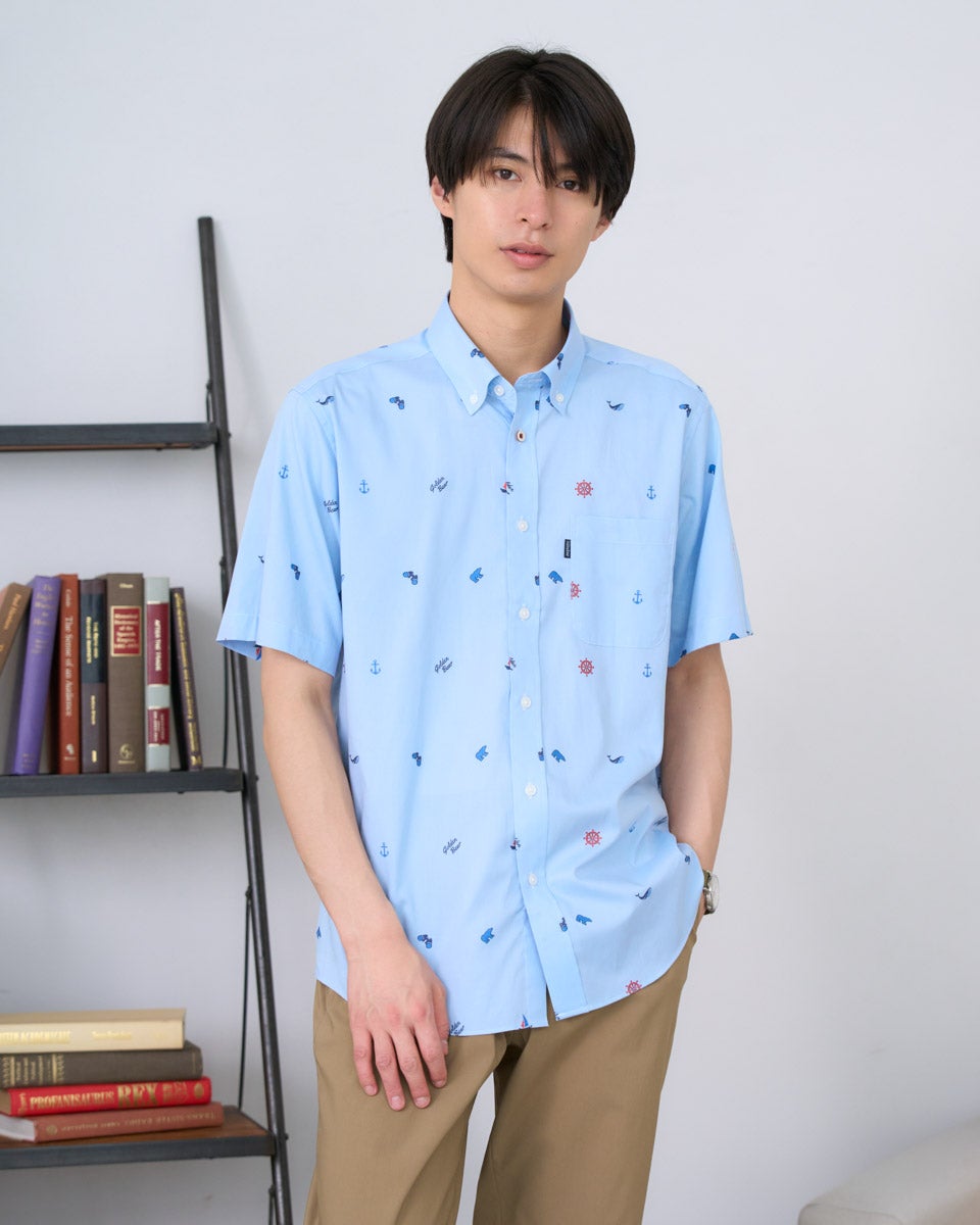 半袖 レトロ PEPSI TOPPER 半袖シャツ 【寸法写真追加】コリンチャンス シャツ ビジネス トップス ボタンダウン デジタルプリント 鹿の子 ウェア