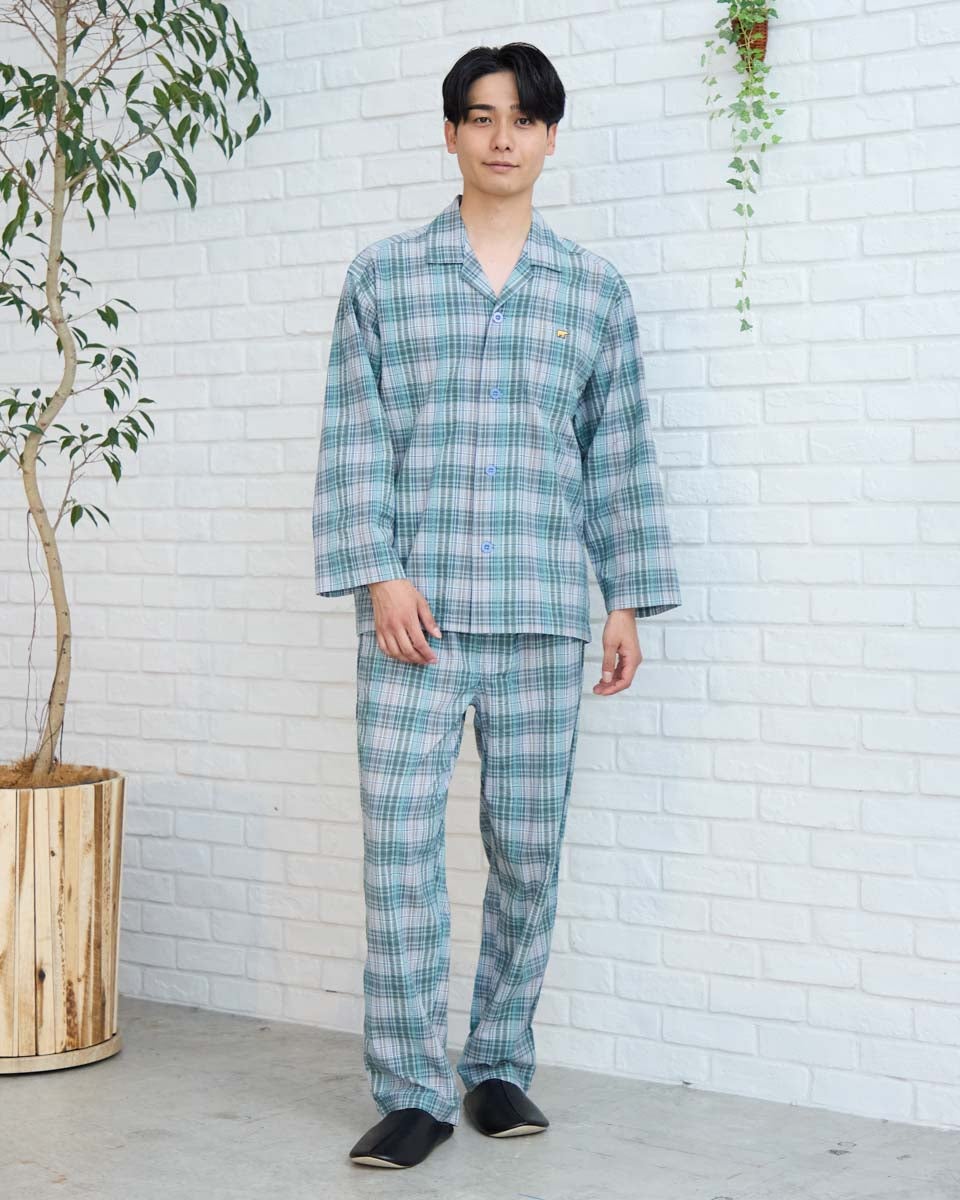 Golden Bear　ゴールデンベア　Home Wearサッカーチェック柄テーラードパジャマ