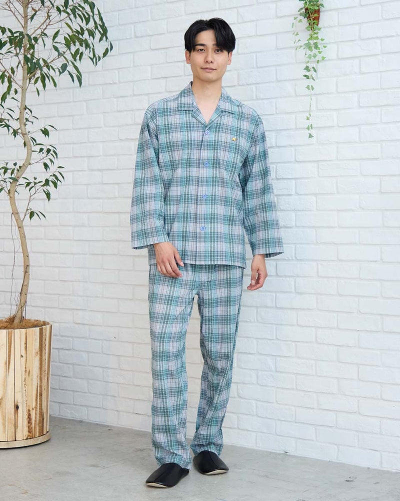 Golden Bear　ゴールデンベア　Home Wearサッカーチェック柄テーラードパジャマ