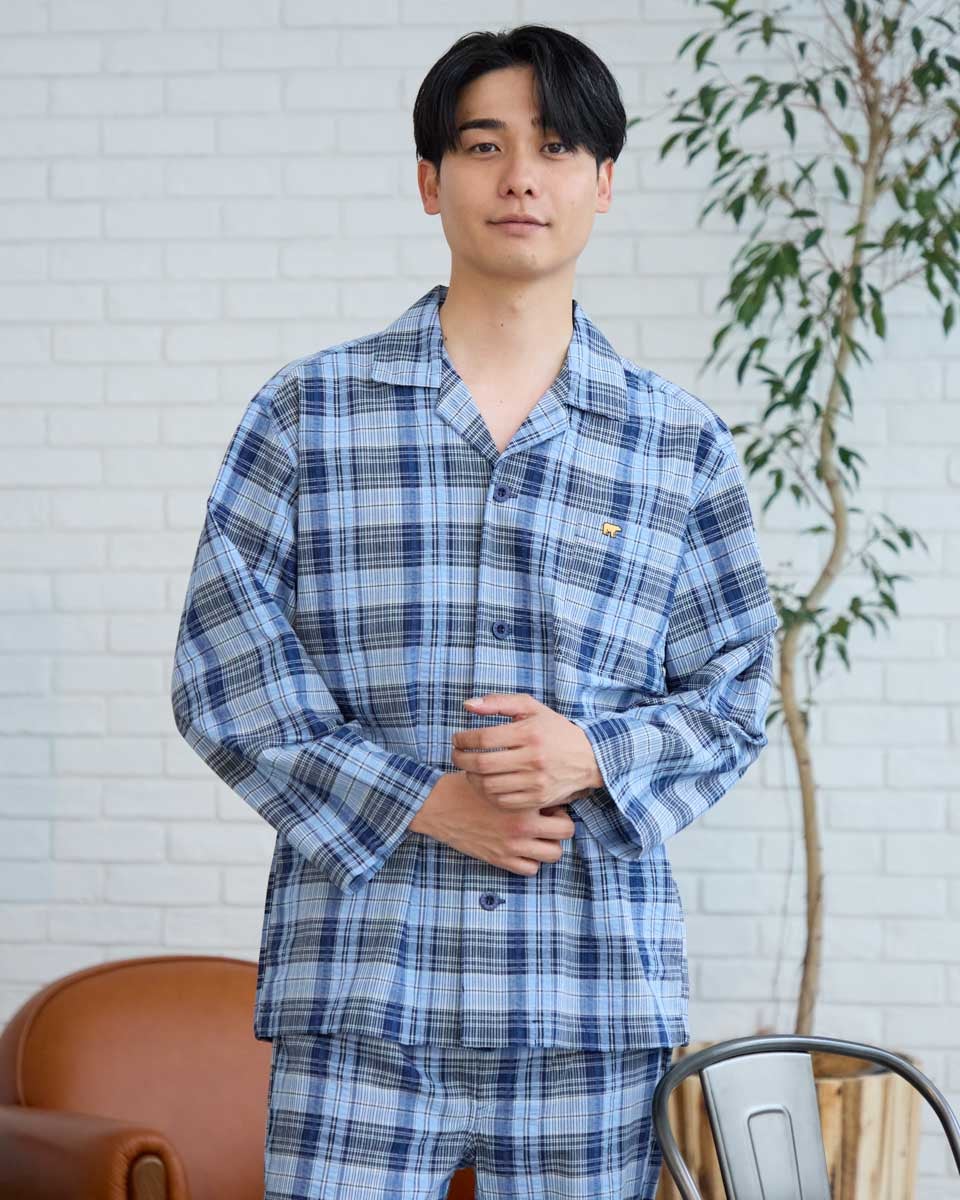 Golden Bear　ゴールデンベア　Home Wearサッカーチェック柄テーラードパジャマ