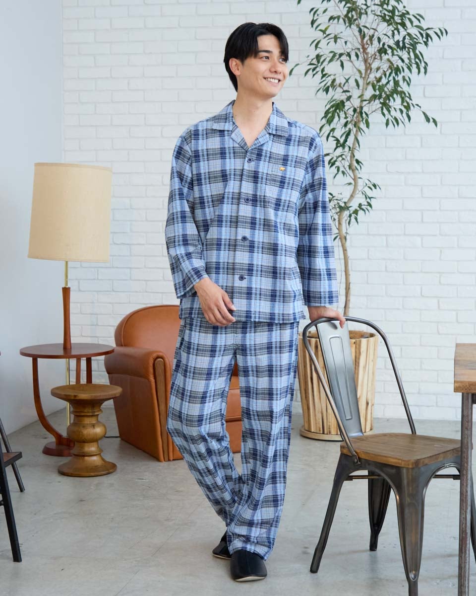 Home Wearサッカーチェック柄テーラードパジャマ | ゴールデンベアストア