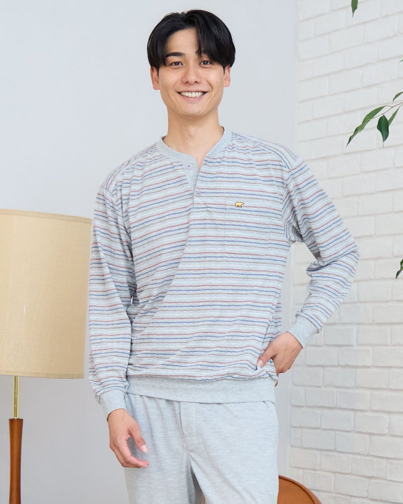 Golden Bear　ゴールデンベア　Home Wearニットサッカーボーダー柄パジャマ