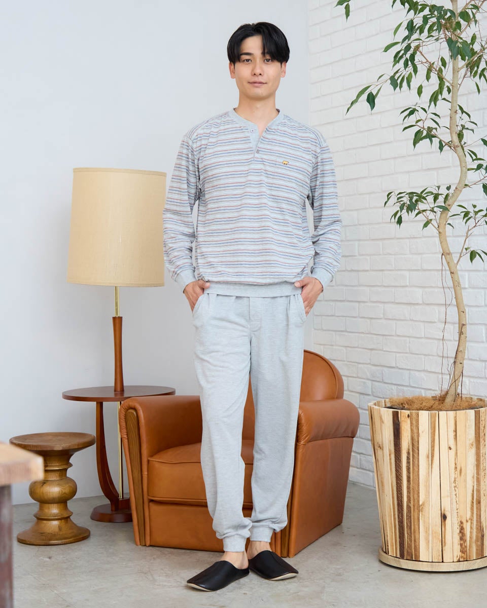 Golden Bear　ゴールデンベア　Home Wearニットサッカーボーダー柄パジャマ