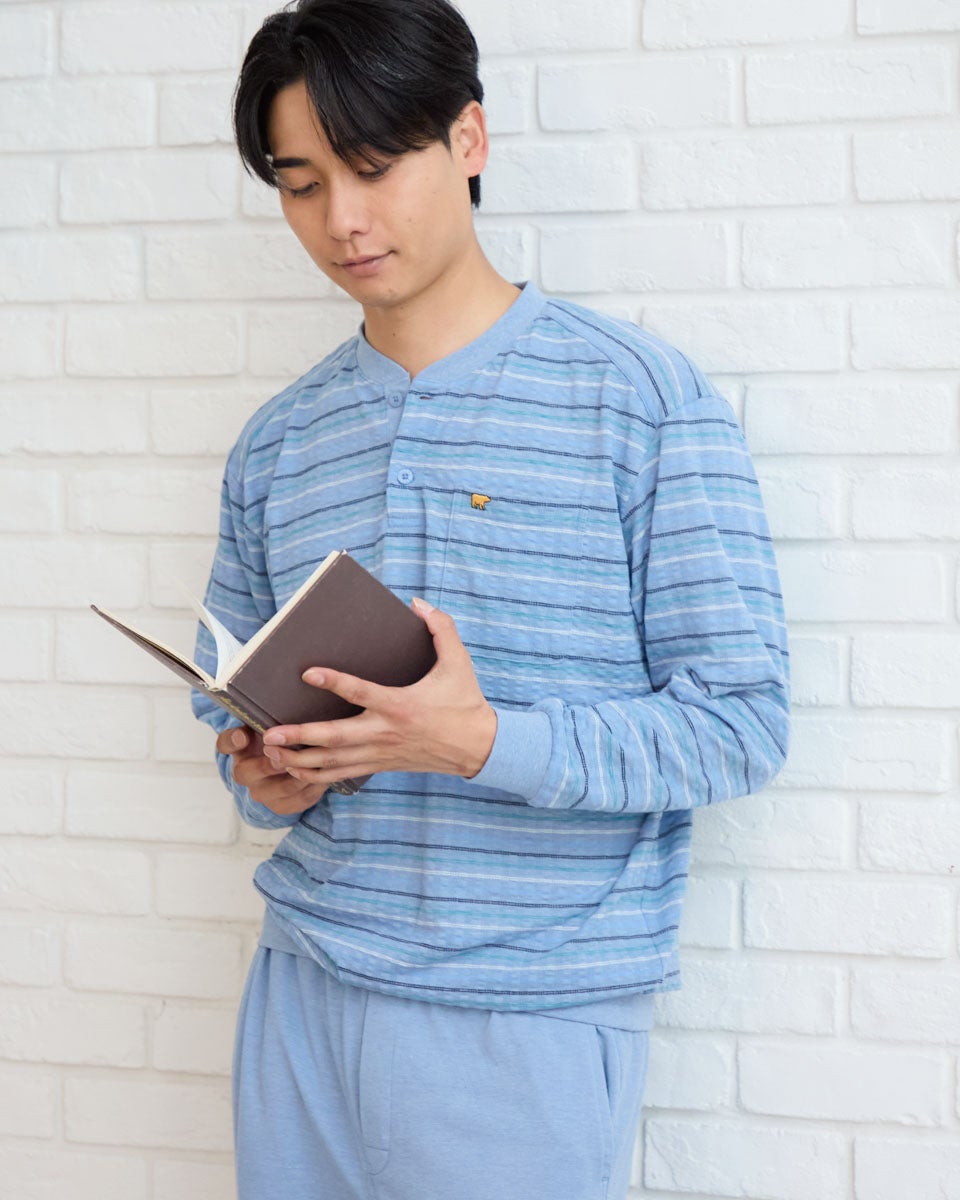 Golden Bear　ゴールデンベア　Home Wearニットサッカーボーダー柄パジャマ