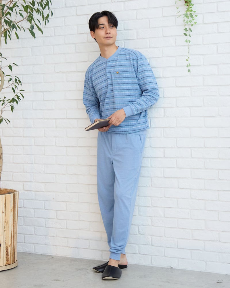 Golden Bear　ゴールデンベア　Home Wearニットサッカーボーダー柄パジャマ