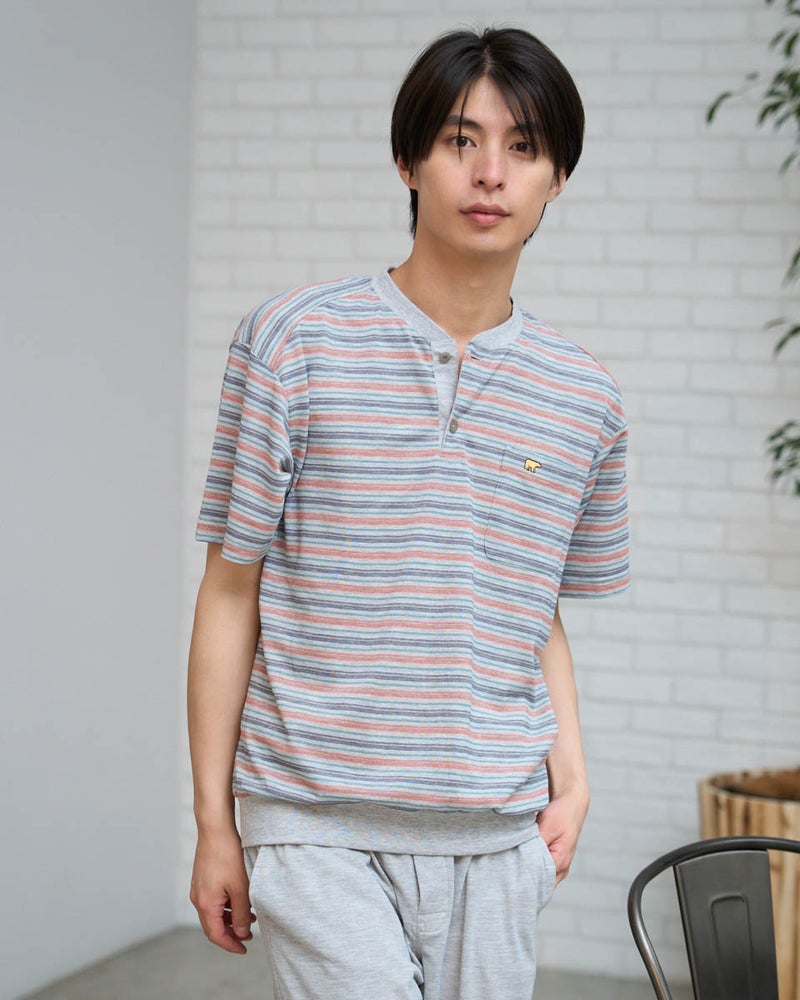 Golden Bear　ゴールデンベア　 Home Wear鹿の子ボーダー柄パジャマ