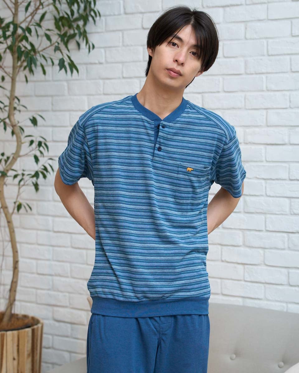 Golden Bear　ゴールデンベア　 Home Wear鹿の子ボーダー柄パジャマ