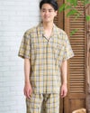 Golden Bear　ゴールデンベア　Home Wear強撚チェック柄テーラードパジャマ
