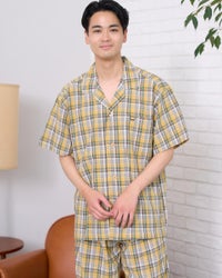 Golden Bear　ゴールデンベア　Home Wear強撚チェック柄テーラードパジャマ