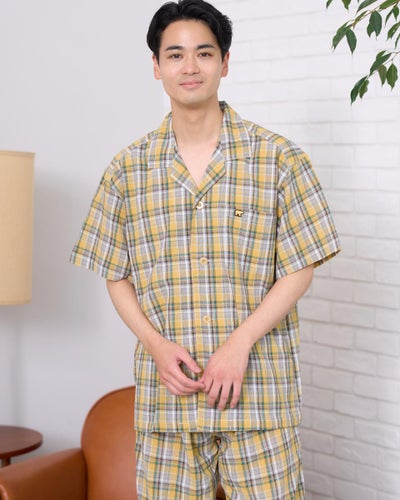 Golden Bear　ゴールデンベア　Home Wear強撚チェック柄テーラードパジャマ