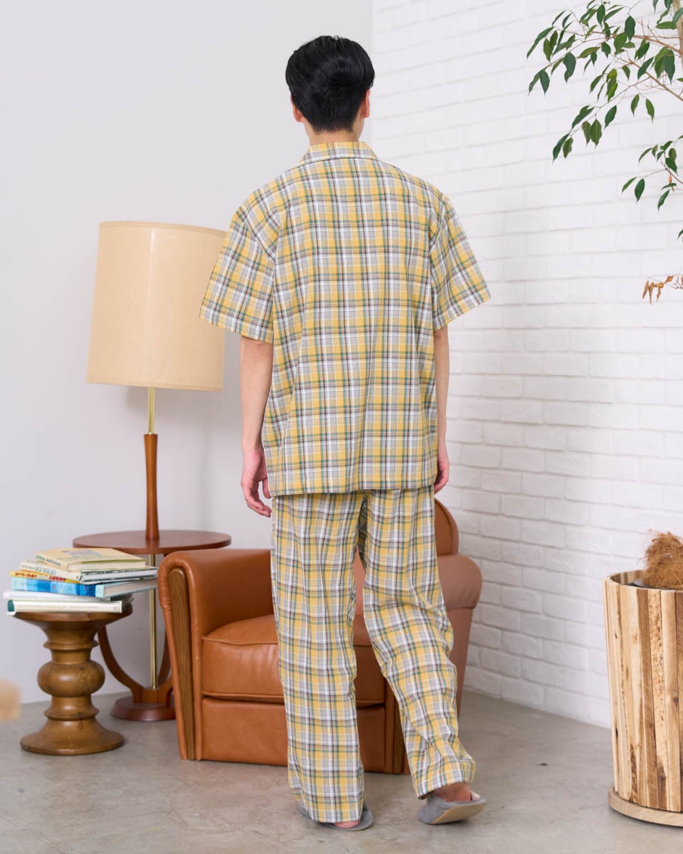 Home Wear強撚チェック柄テーラードパジャマ | ゴールデンベアストア
