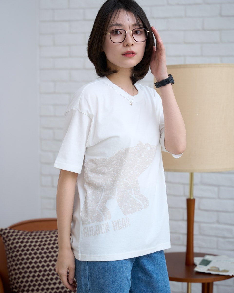 hugyourskin ベアプリント Tシャツ ホワイト notch.｜ベア天竺 キャットプリントTシャツ | Rakuten Fashion(楽天