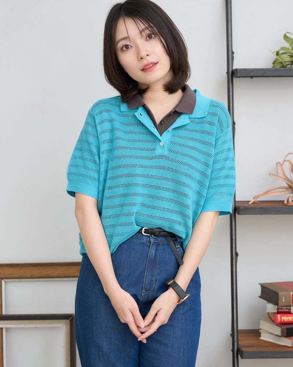 orimi ビジュー　ニットポロ 人気沸騰】 orimi 【公式通販】 ニットポロ ビジュー orimi ビジュー