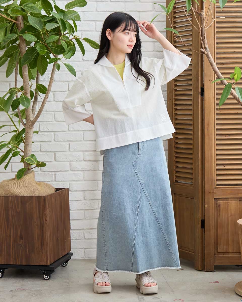 ENEU ブラウス　ツイリー　パール　白　ホワイト ウエーブタックパールブラウス「T983」-RUIRUE BOUTIQUE