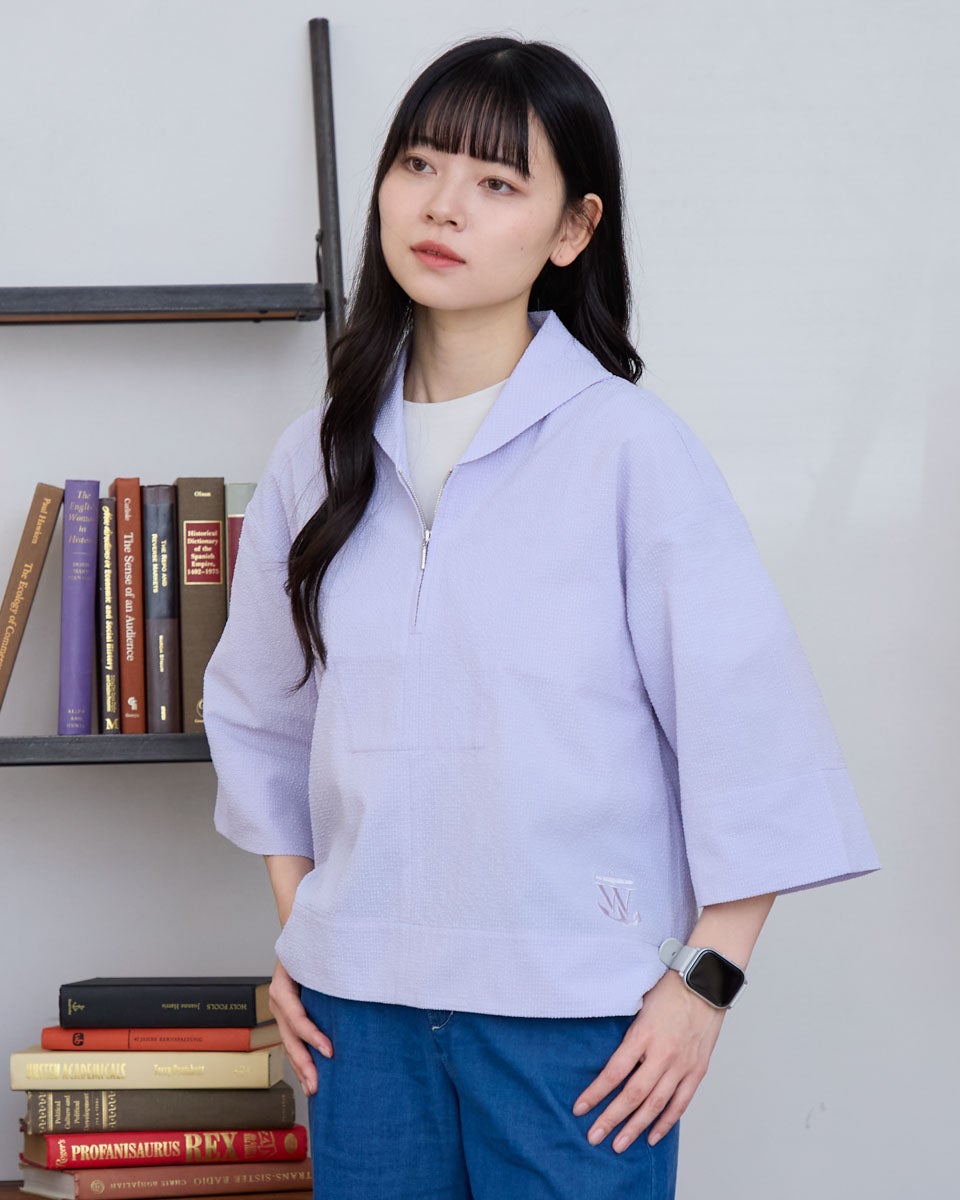 ケイタマルヤマ　セーラー長袖ブラウス　日本製　パープル　サンプル品 ◇セーラーカラーブラウス（0773210802） | human woman