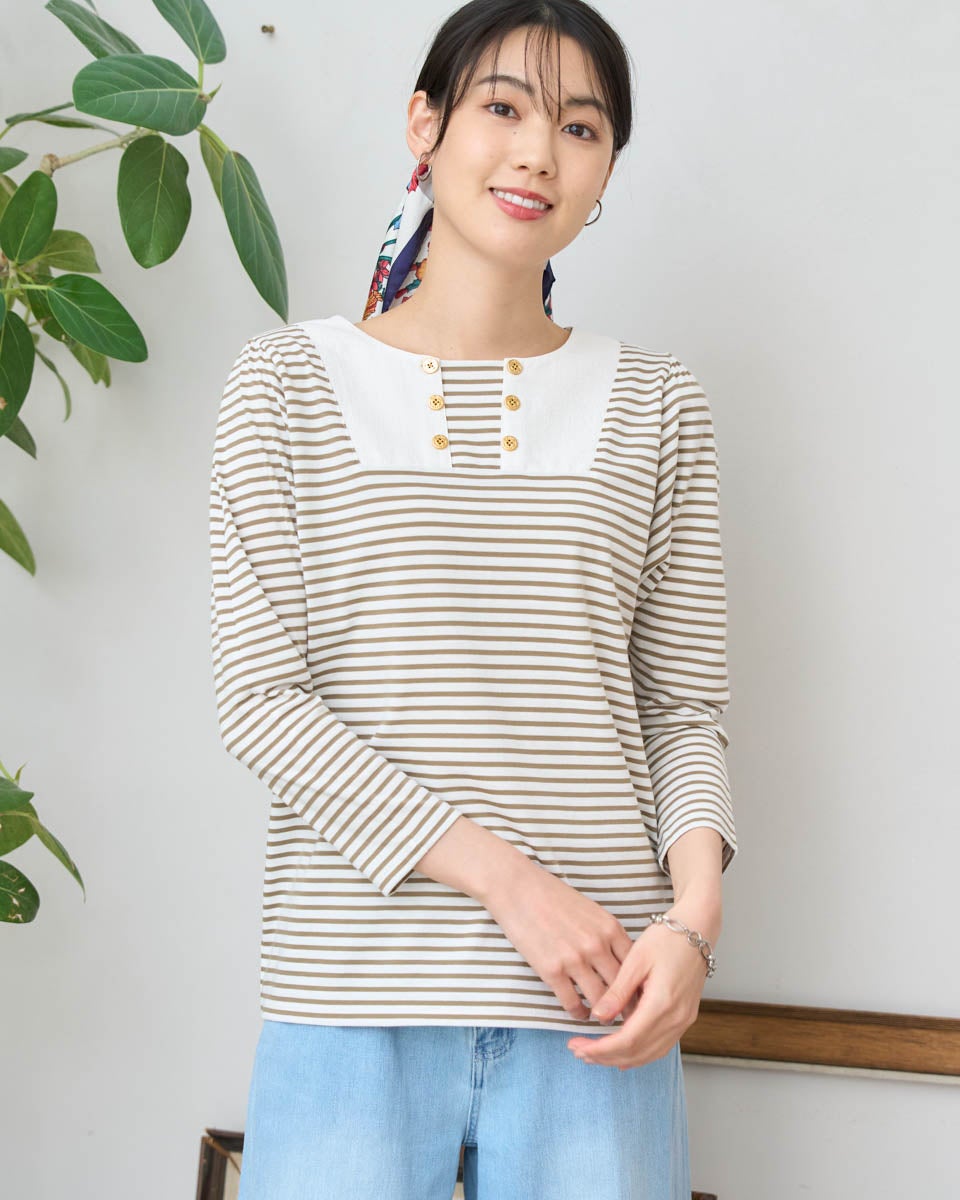 専用 ♡ マリンボーダーカットソー ベージュ マリンボーダーカットソー【Le minor】 | Leilian (Women