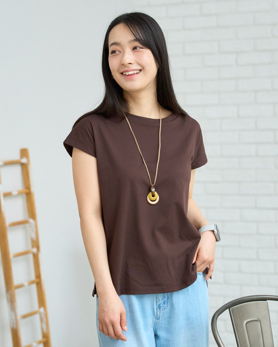 【オシャレ✩JUBILEE】ブラウン　カットソー　サイズFree White LabelフレンチスリーブTシャツ | ゴールデンベアストア