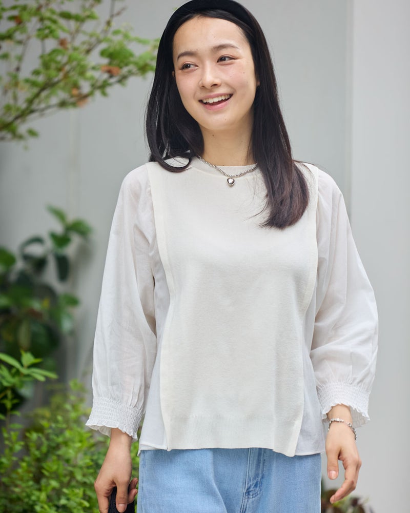 GoldenBear ゴールデンベア 布帛ドッキングニット