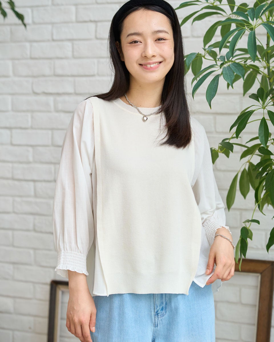 GoldenBear ゴールデンベア 布帛ドッキングニット