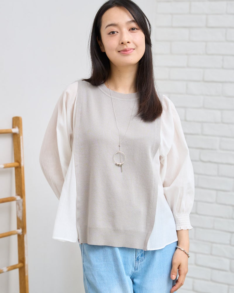 GoldenBear ゴールデンベア 布帛ドッキングニット