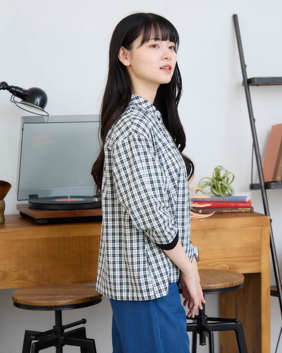 QUEEN SIZE綿麻チェックシャツ | ゴールデンベアストア