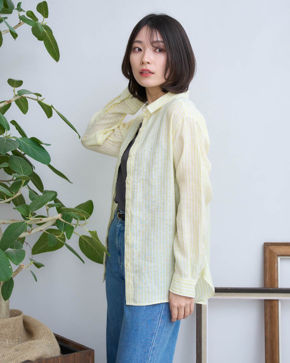 QUEEN SIZEフレンチリネンストライプシャツ | ゴールデンベアストア
