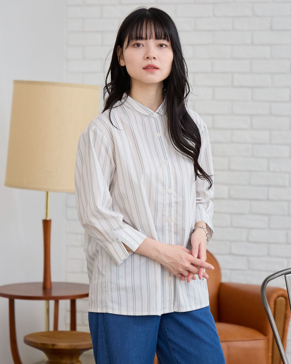 新品未使用　タグ付き　ザンザラ ストライプ 長袖Tシャツ　ウール　上質 メリノウールロングスリーブTシャツ ビッグシルエット / Super140's