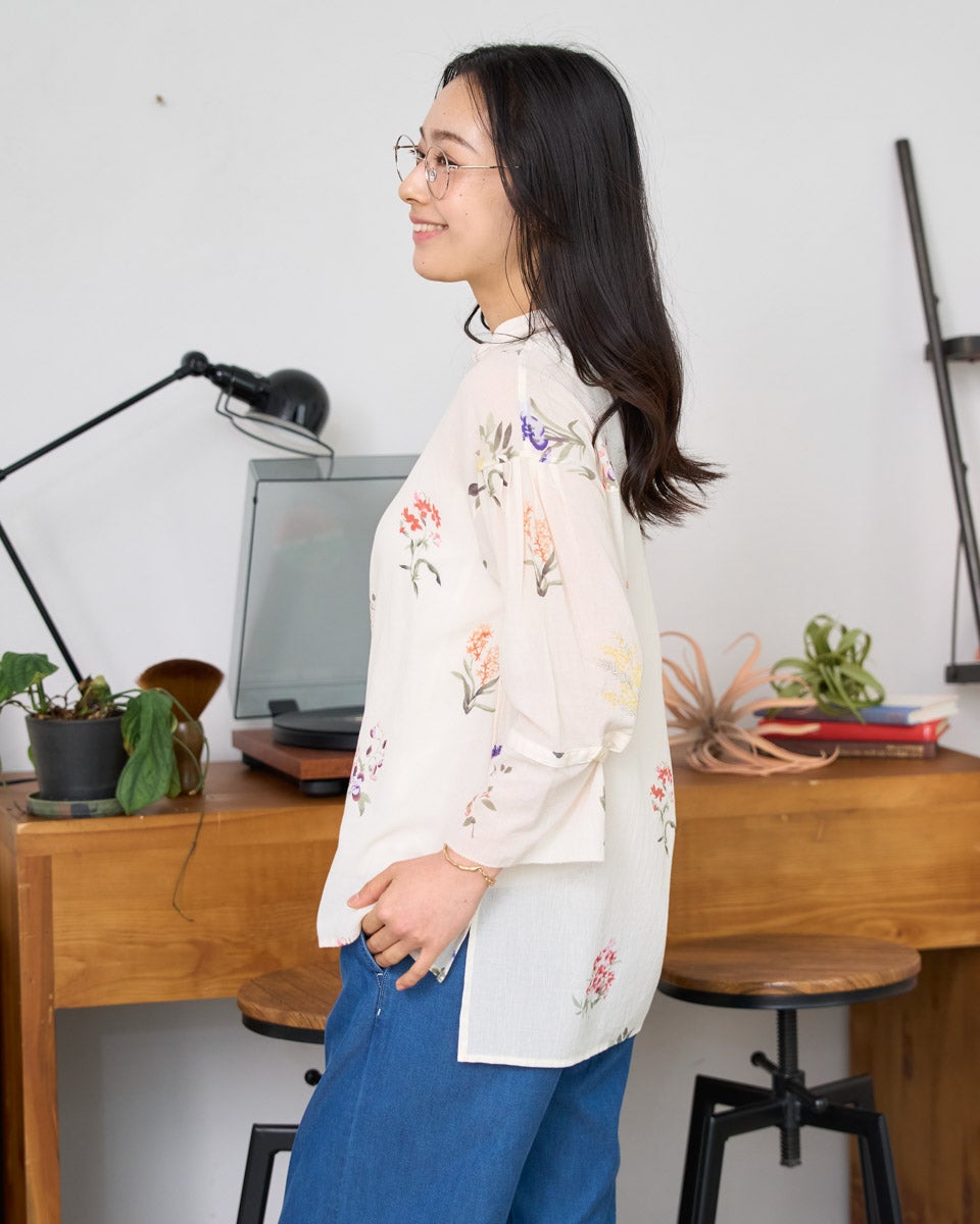 White Labelオーガニックコットン花柄シャツ | ゴールデンベアストア