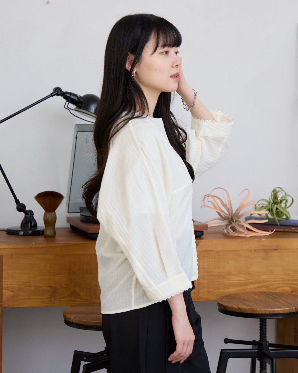 White LabelオーガニックコットンVネックシャツ | ゴールデンベアストア