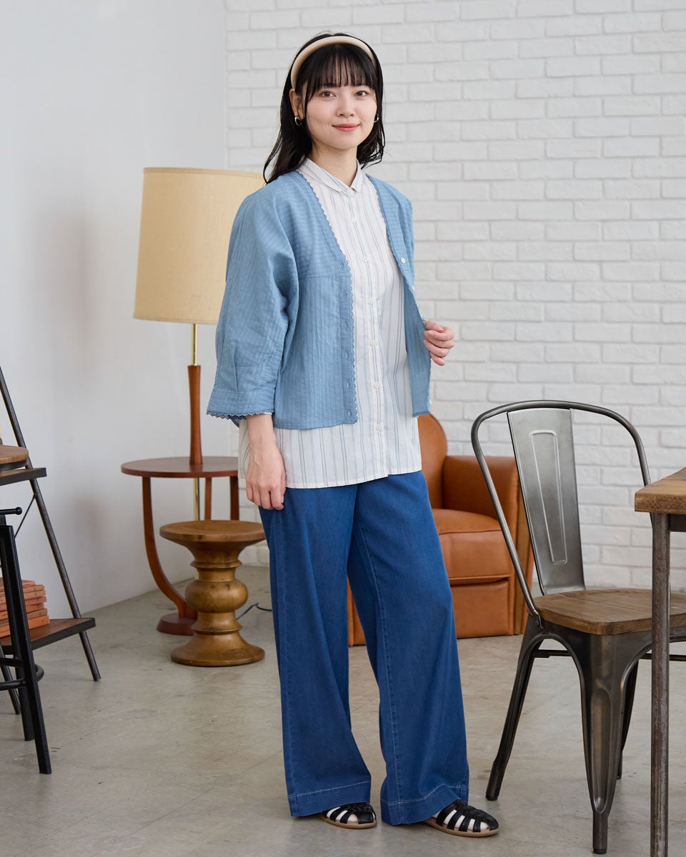 White LabelオーガニックコットンVネックシャツ | ゴールデンベアストア