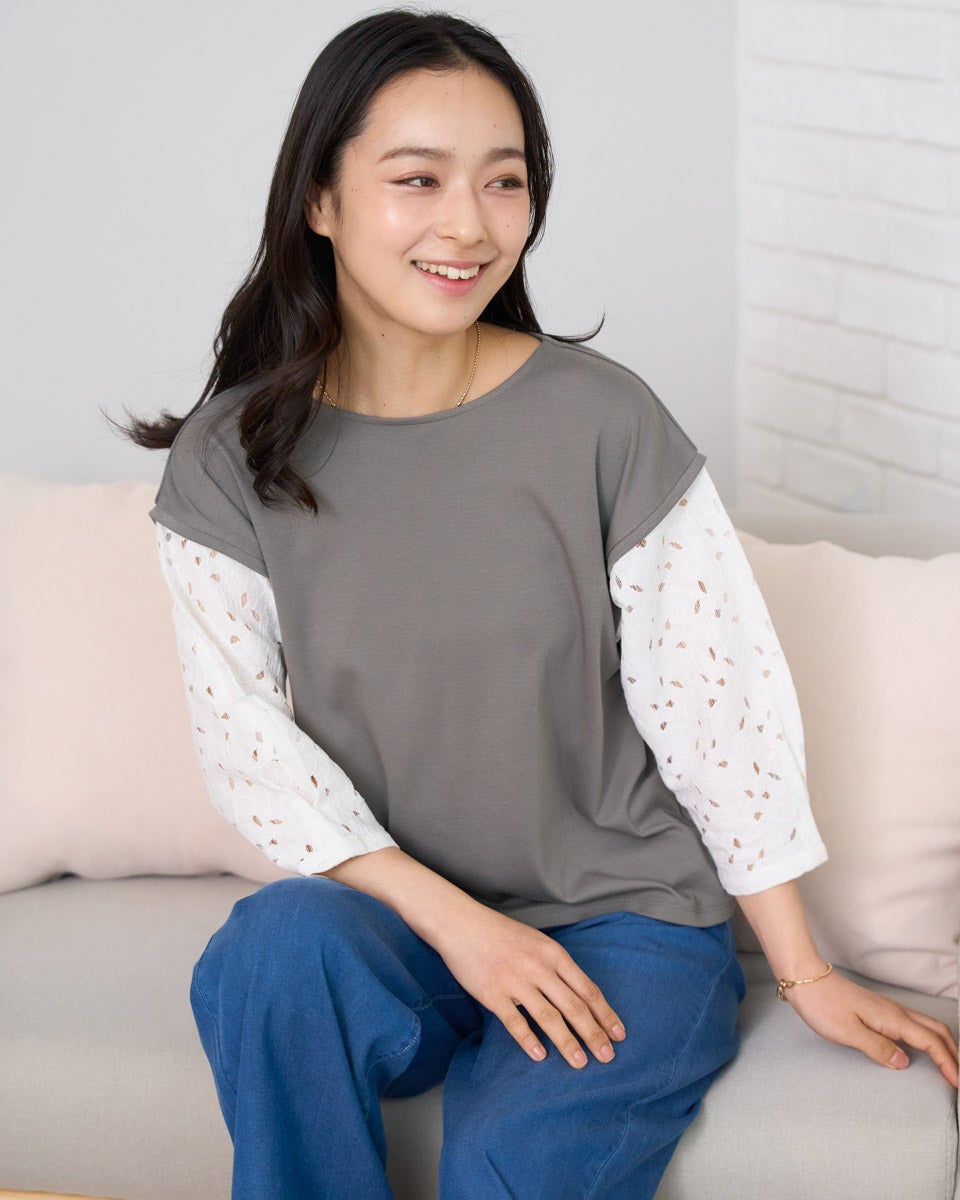 姫袖レースカットソー OZZON JAPAN / Larme d'Alice 姫袖レースカットソー