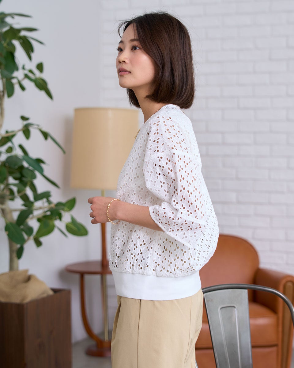 White LabelレースZIPアップカーディガン | ゴールデンベアストア