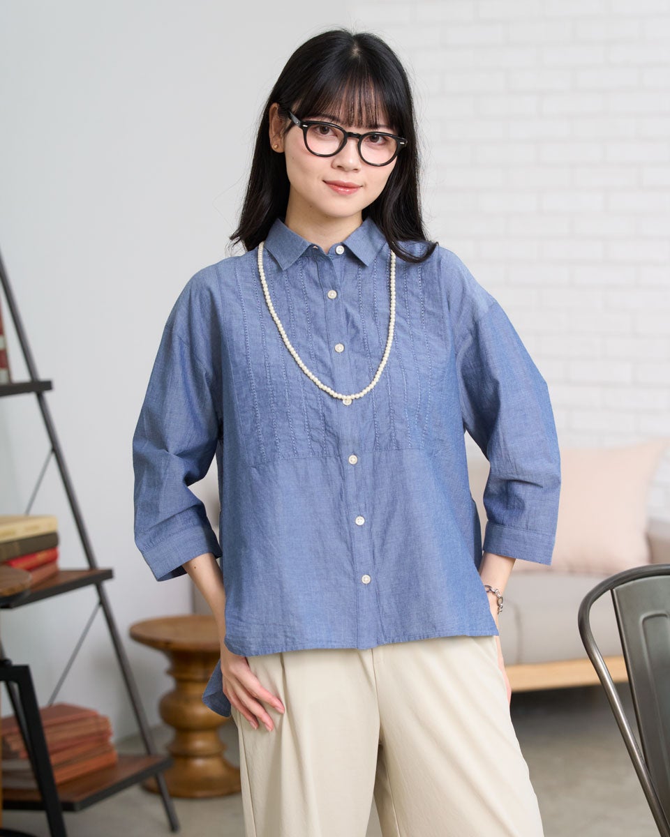 QUEEN SIZEオーガニックコットンピンタックシャツ | ゴールデンベアストア