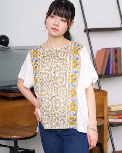 GoldenBear ゴールデンベア オーガニックコットンプリント切替Tシャツ