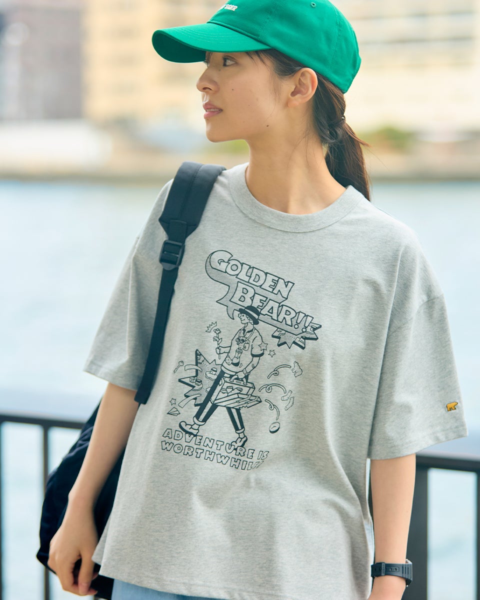 KENTO'S ボウリングシャツ 青色 KENTO'Sステッカー付き Golden BearプリントTシャツ/YUTAKA NOJIMAコラボレーション
