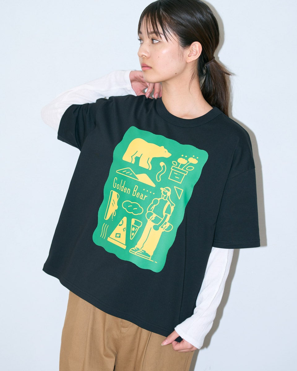 Golden BearプリントTシャツ/サトウリョウタロウ コラボレーション