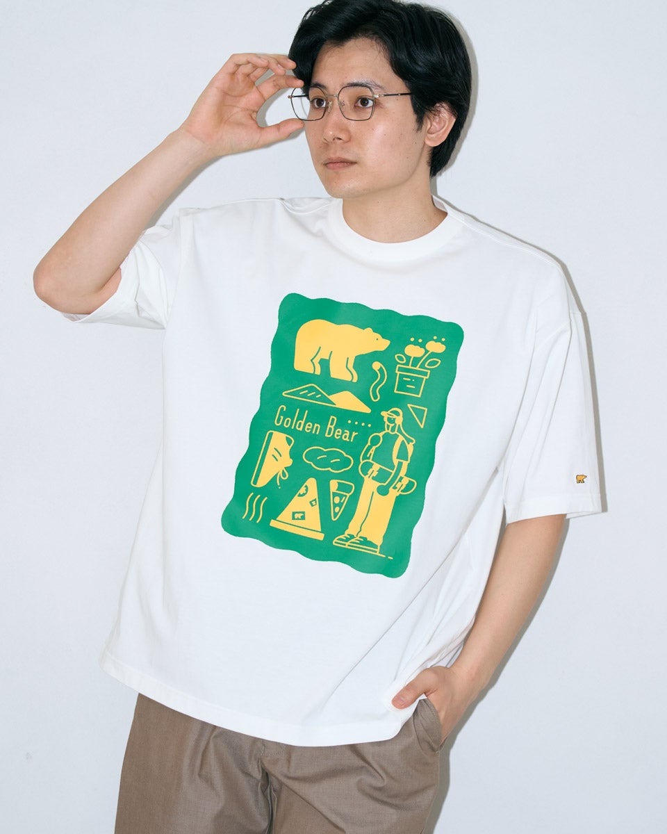 Golden BearプリントTシャツ/サトウリョウタロウ コラボレーション