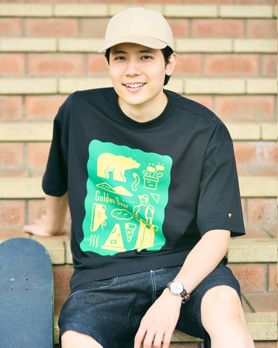 Golden BearプリントTシャツ/サトウリョウタロウ コラボレーション