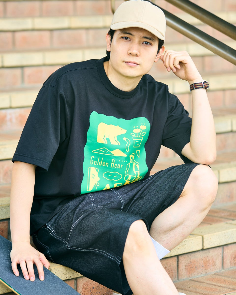 Golden BearプリントTシャツ/サトウリョウタロウ コラボレーション