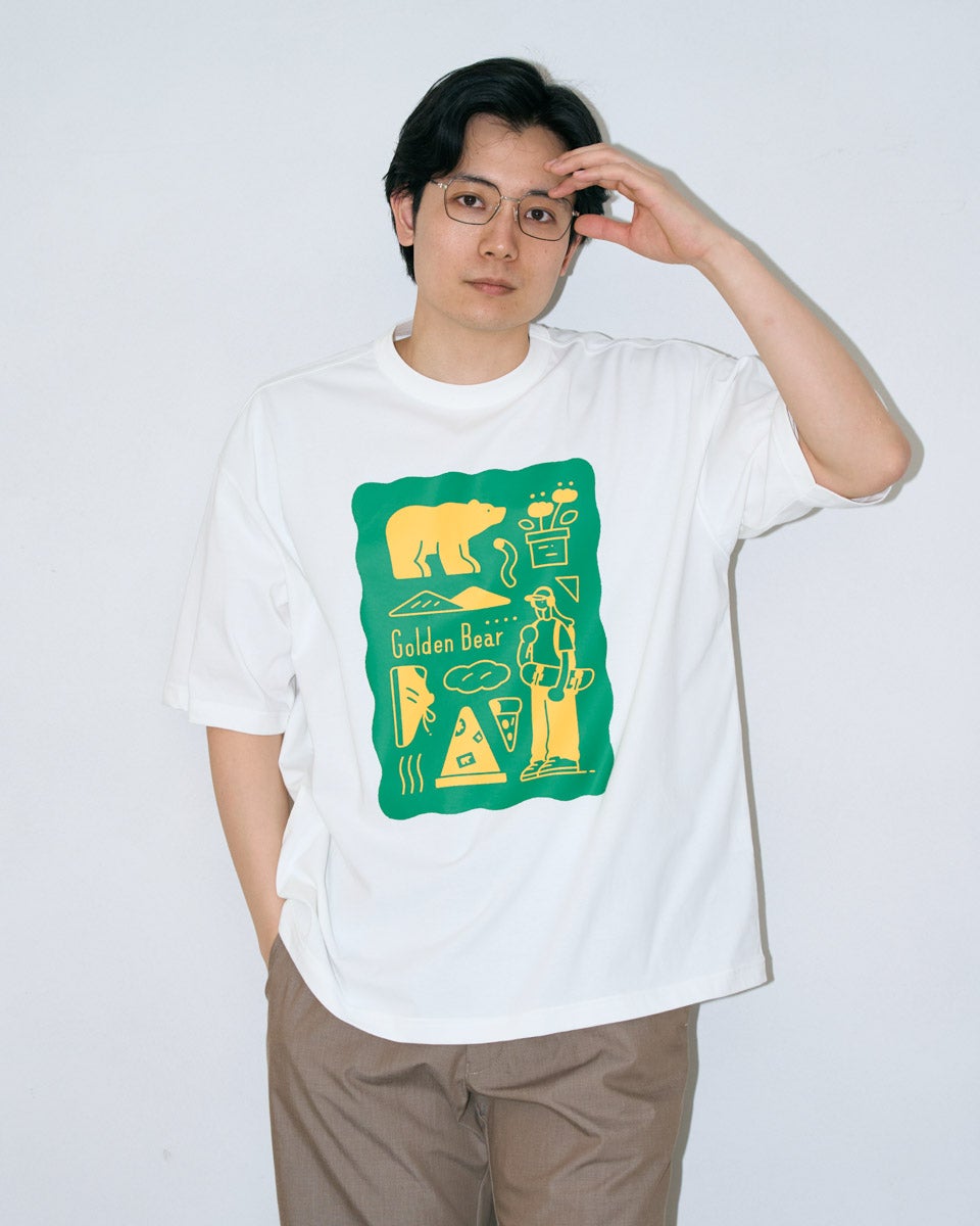 Golden BearプリントTシャツ/サトウリョウタロウ コラボレーション