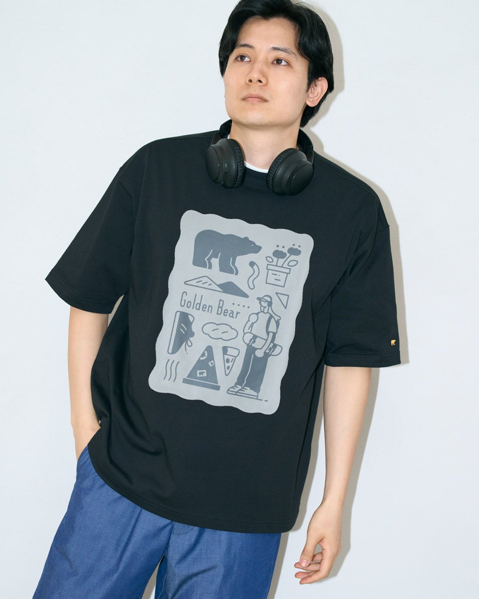 Golden BearプリントTシャツ/サトウリョウタロウ コラボレーション