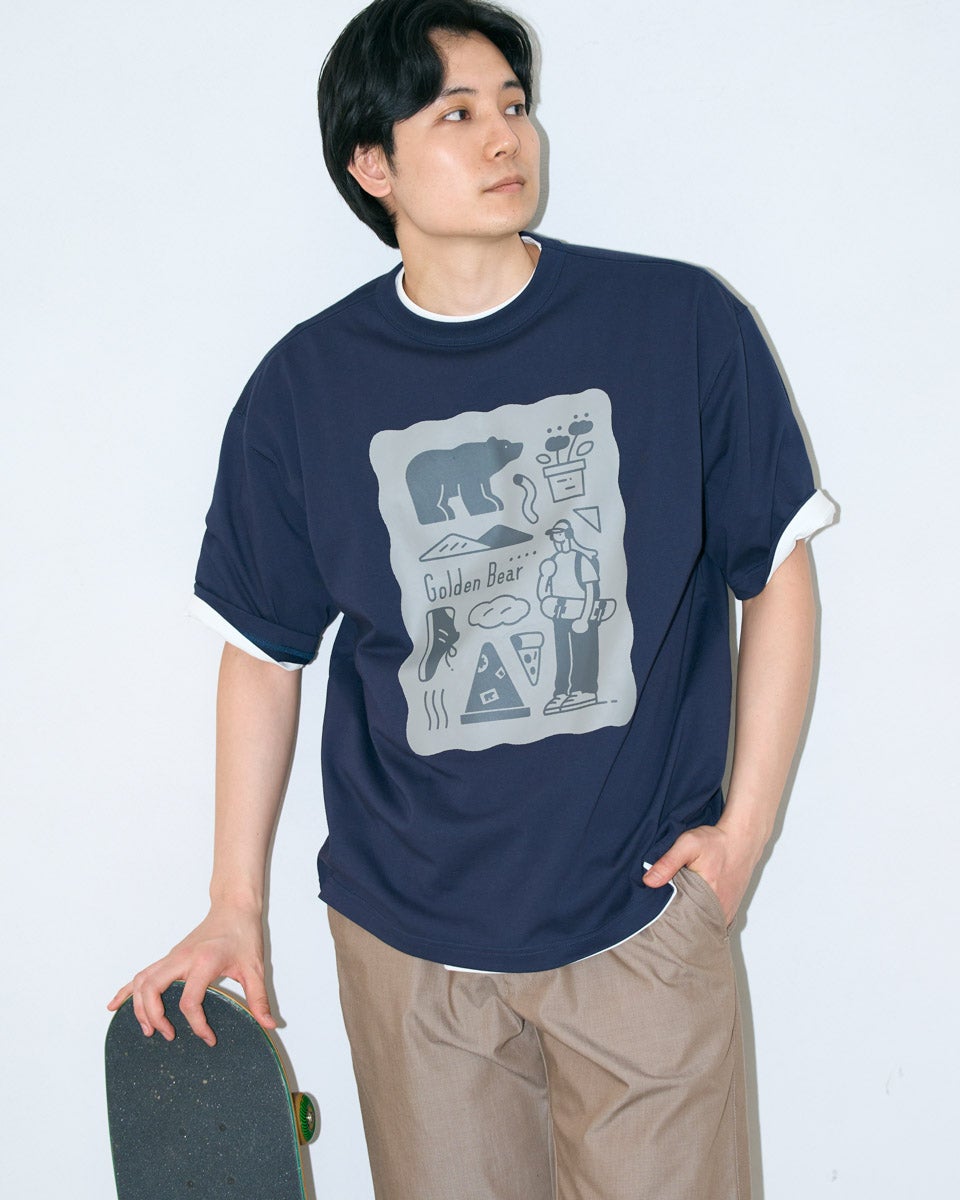 Golden BearプリントTシャツ/サトウリョウタロウ コラボレーション