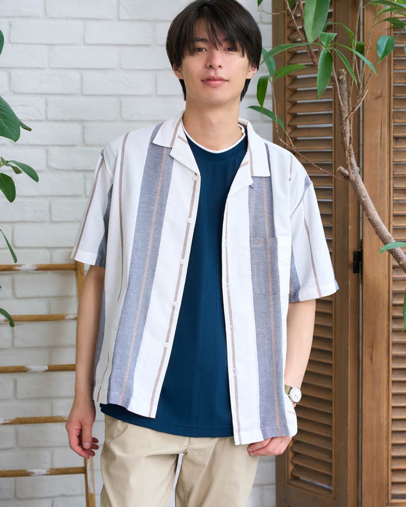 Golden Bear　ゴールデンベア　King Sizeストライプ開襟シャツ