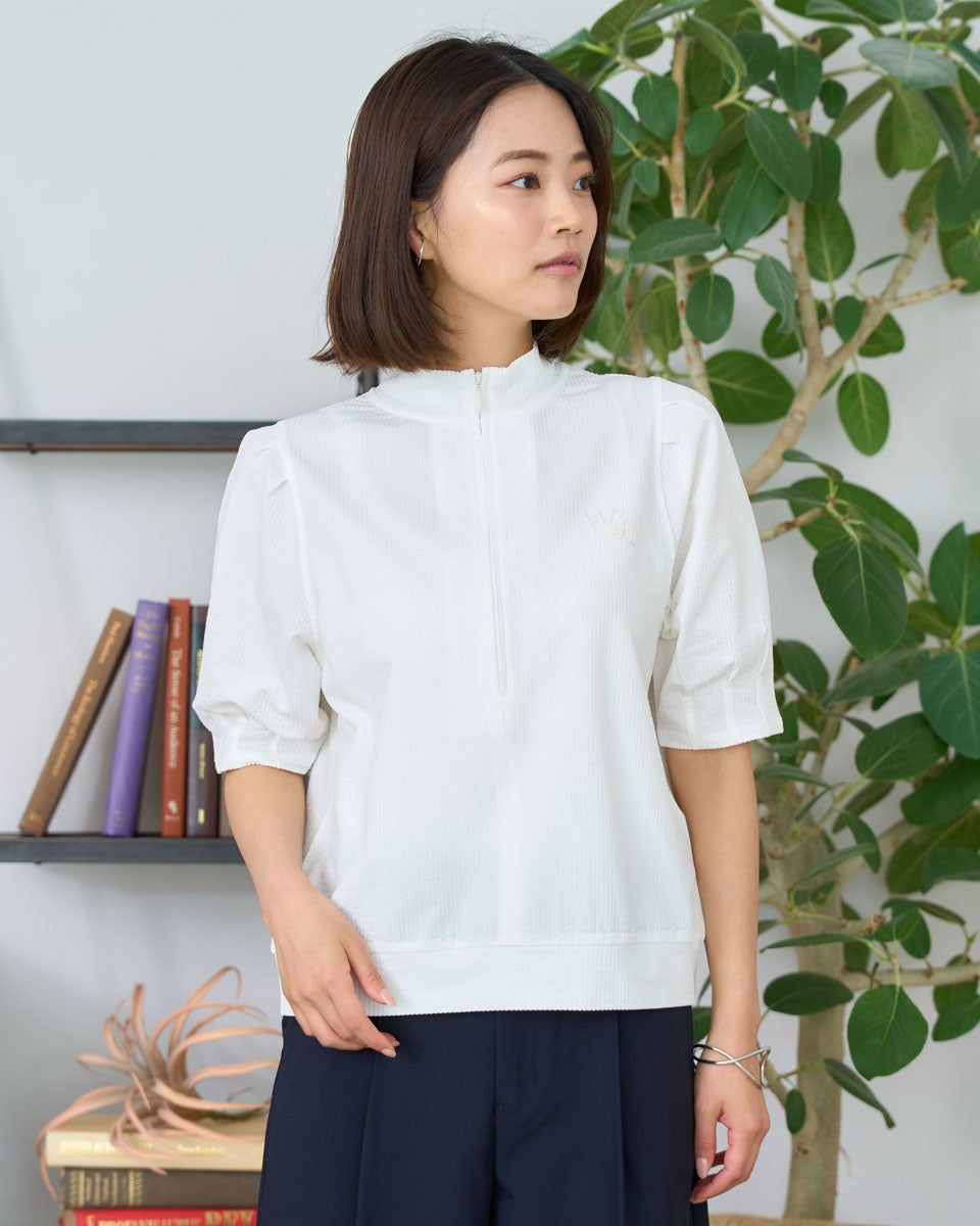 White LabelハイネックZIPアップカットソー | ゴールデンベアストア