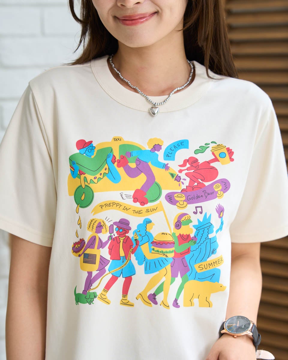 島村嬉唄 グラフィックプリント Tシャツ 総柄 Golden BearグラフィックTシャツ/ IORI KIKUCHI | ゴールデンベアストア