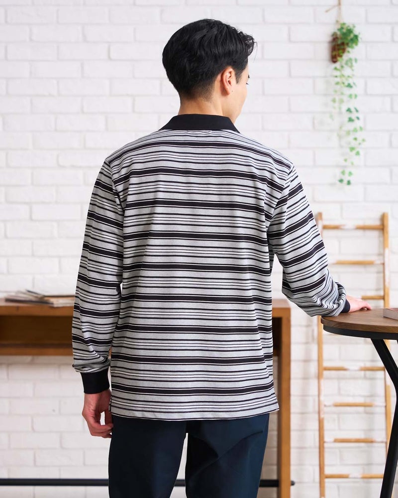 ゴールデンベア　メンズ　Golden Bear　King Sizeボーダー長袖ポロシャツ