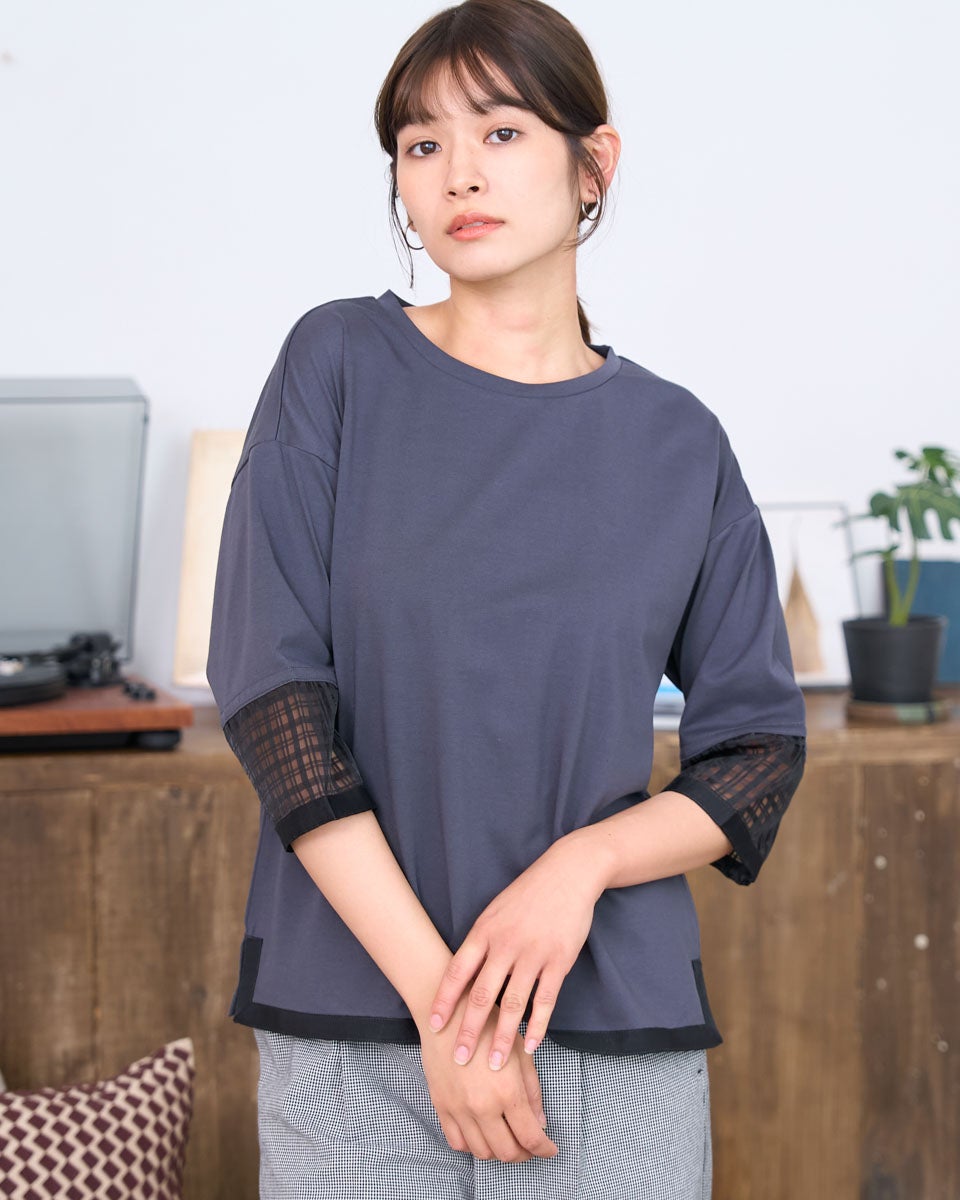 GoldenBear ゴールデンベア 袖シアーカットソー