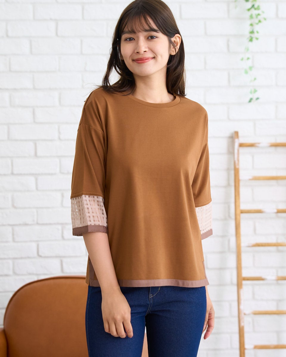 GoldenBear ゴールデンベア 袖シアーカットソー